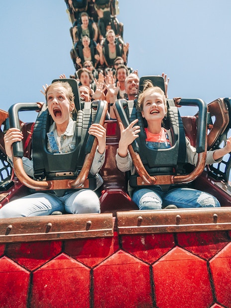 Guests enjoying a roller coaster ride at Efteling Theme Park.