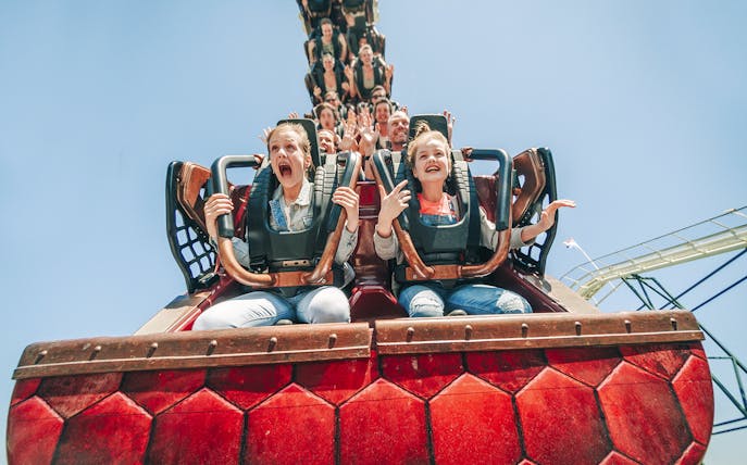 Guests enjoying a roller coaster ride at Efteling Theme Park.