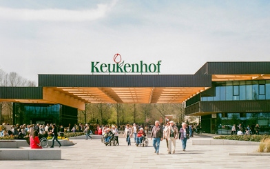 Visitors at the Keukenhof entrance in Lisse, Netherlands.
