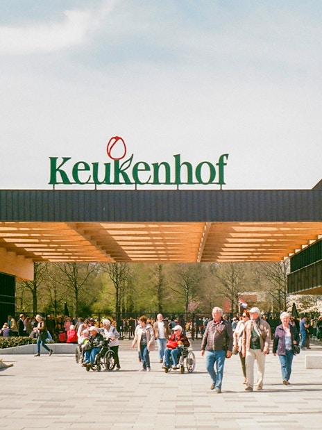 Visitors at the Keukenhof entrance in Lisse, Netherlands.
