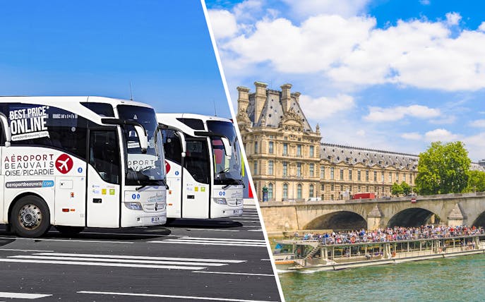 Aerobus at Beauvais Airport and sightseeing cruise on the Seine in Paris.