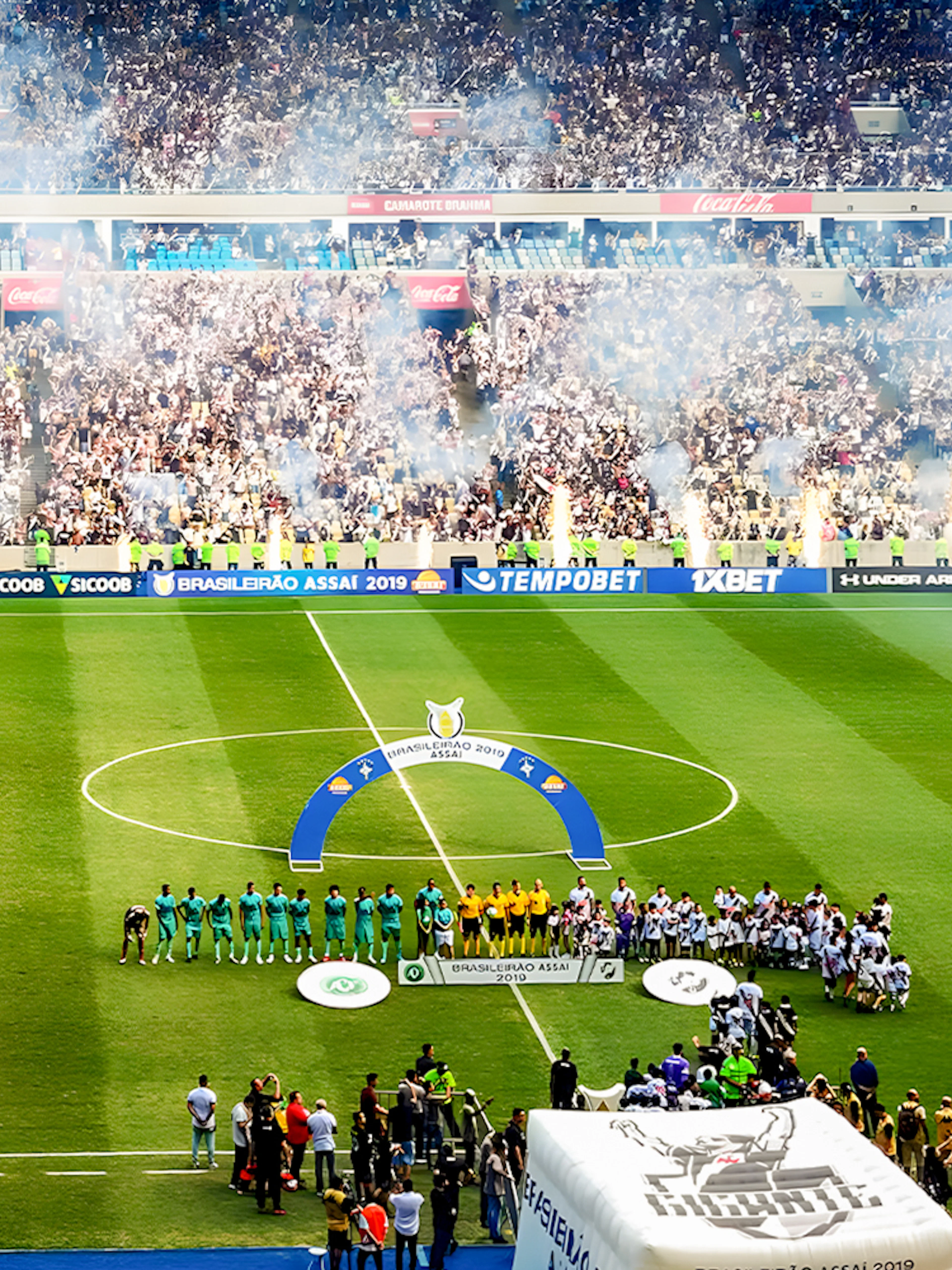 Spectators watching a football match at Maracanã Stadium, Brazil.