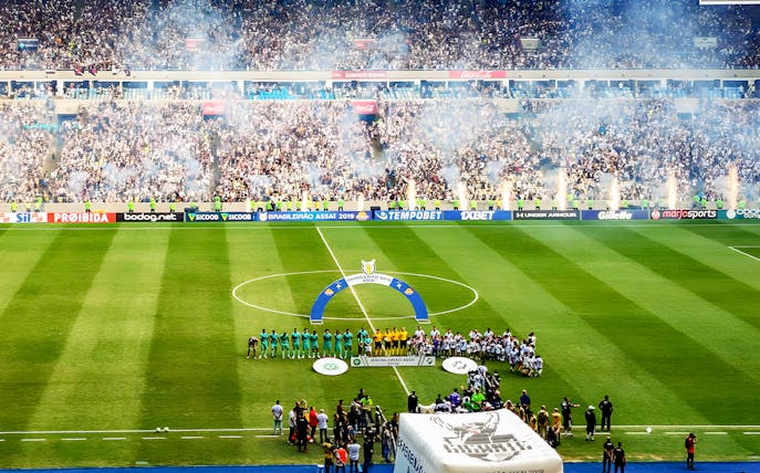 Spectators watching a football match at Maracanã Stadium, Brazil.