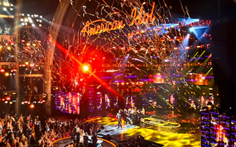 American Idol stage with performers and audience at The Dolby Theatre.
