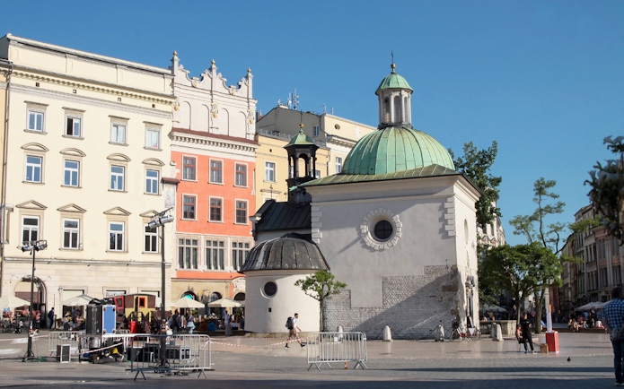 Krakow's Main Square with St. Adalbert's Church, part of the Combo - Krakow Airport Transfer + Attraction and Museum Pass.