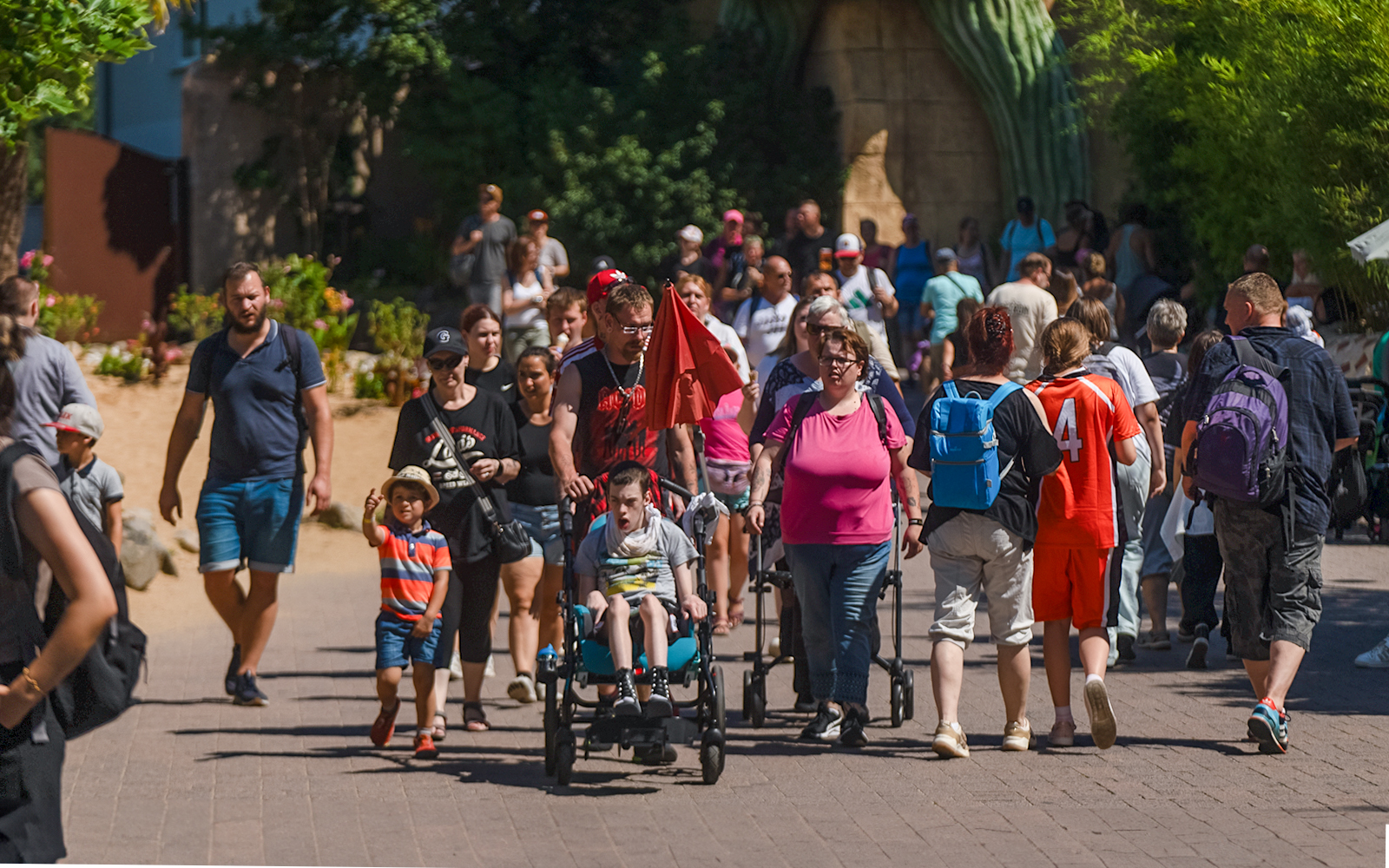 Visitors enjoying accessible attractions at Phantasialand theme park in Cologne.