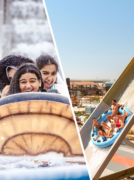 Log flume ride and water slide at Lusail Winter Wonderland.