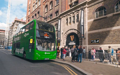 Hop-on hop-off bus outside Guinness Storehouse, Dublin.
