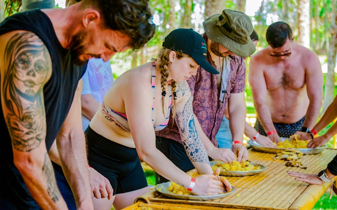 People preparing food at Lily Elephant Camp, Phuket.