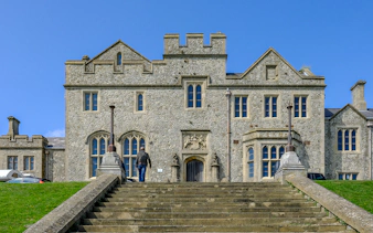 Officers New Barracks with stone steps leading to historic building entrance.