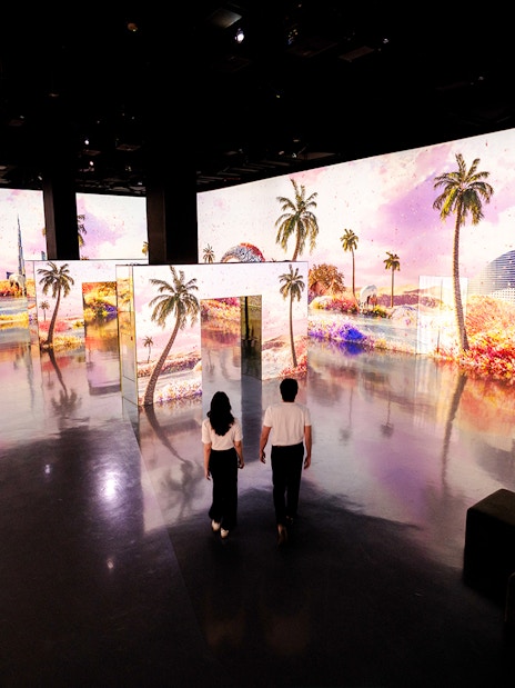 Immersive digital garden display at Arte Museum Dubai, featuring UAE landscapes.
