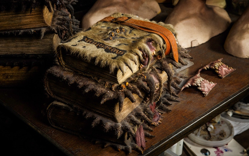 Monster book prop at Harry Potter London tour exhibit.