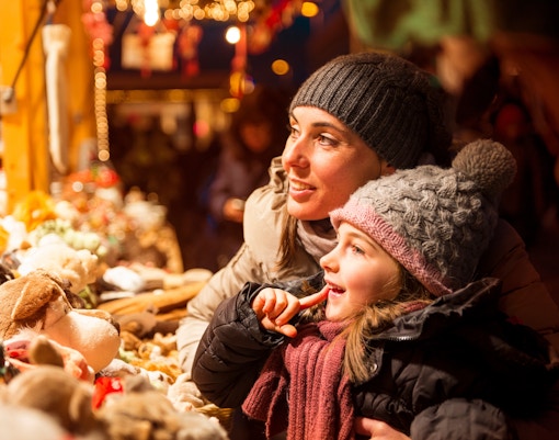 Mother and child at a Christmas Market