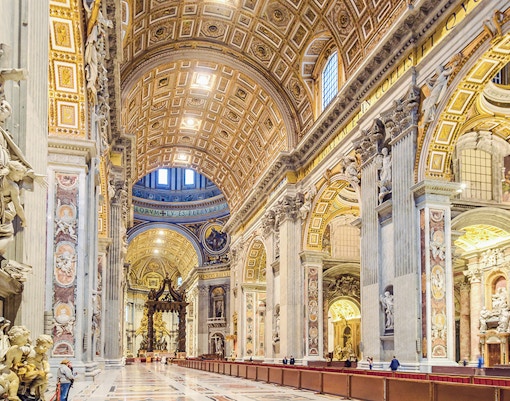 St. Peter's Basilica interiors showcasing intricate detail of the architecture