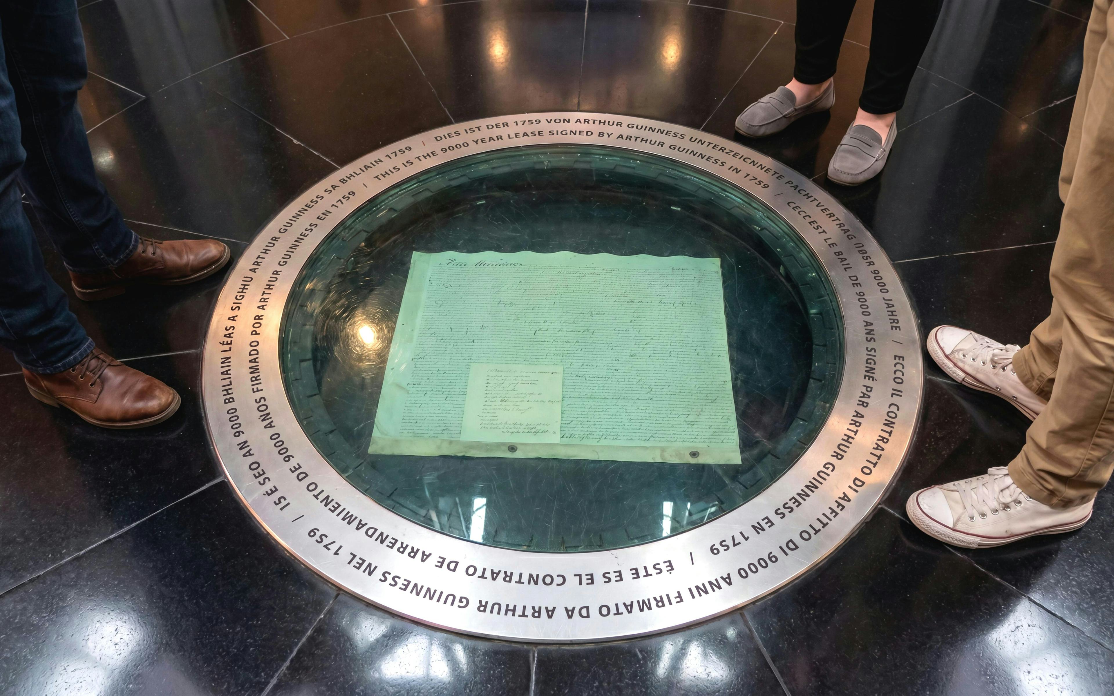 Arthur Guinness 9,000-year lease display at Guinness Storehouse, Dublin.
