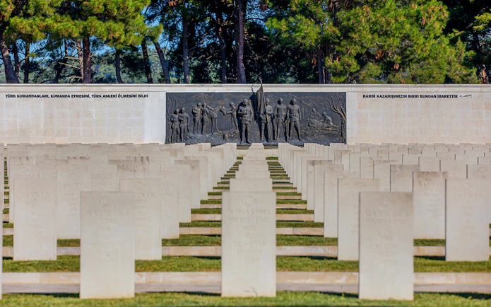 Cemetery and monument of Turkish soldiers in Gelibolu, Canakkale, Turkey.