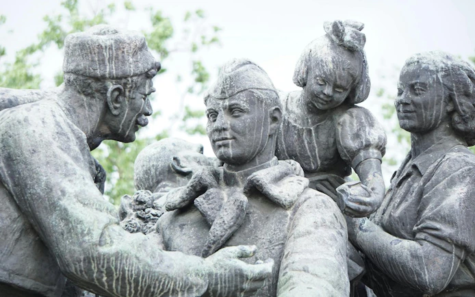 Soviet-era statue depicting soldiers and civilians in Sofia, Bulgaria.