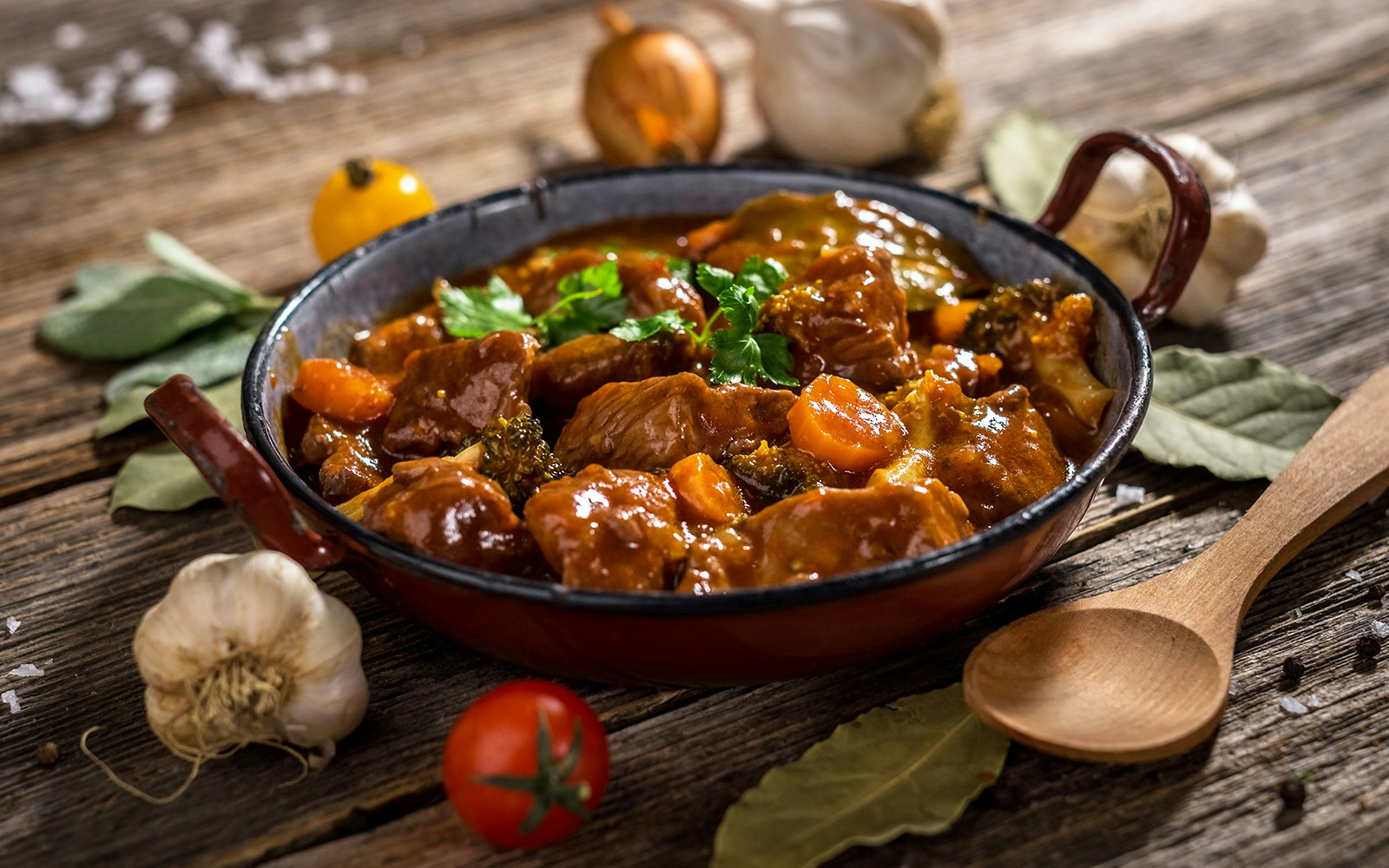 Goulash served in a traditional Hungarian restaurant in Budapest during January.