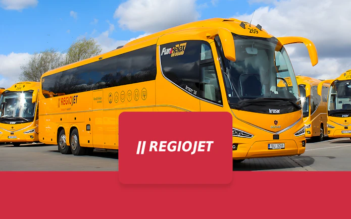 RegioJet bus for one-way tickets between Prague Airport and city.