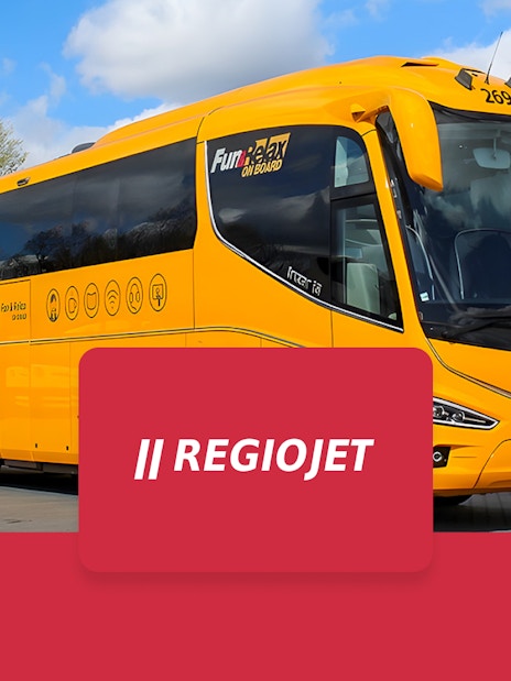 RegioJet bus for one-way tickets between Prague Airport and city.