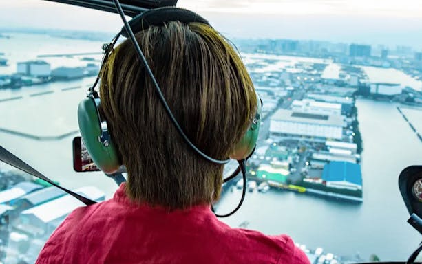 Helicopter view over Tokyo cityscape during a Tokyo Helicopter Cruising tour.