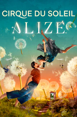 Acrobats performing in a whimsical dandelion field for Cirque du Soleil Alizé.