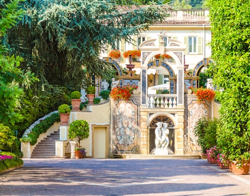 View of Grand Hotel Des Iles Borromees, located in Stresa, on Lake Maggiore, Italy