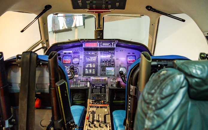 Cockpit of a Royal Flying Doctor Service aircraft in Alice Springs.