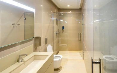 Restroom facilities at Primeclass Lounge, Zurich Airport Terminal E.
