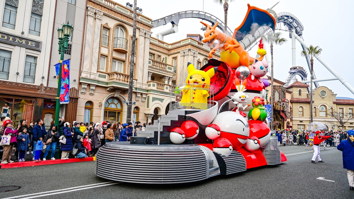 Parade float with Pokémon characters at Universal Studios Japan.