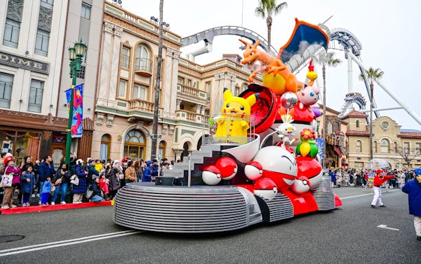 Parade float with Pokémon characters at Universal Studios Japan.