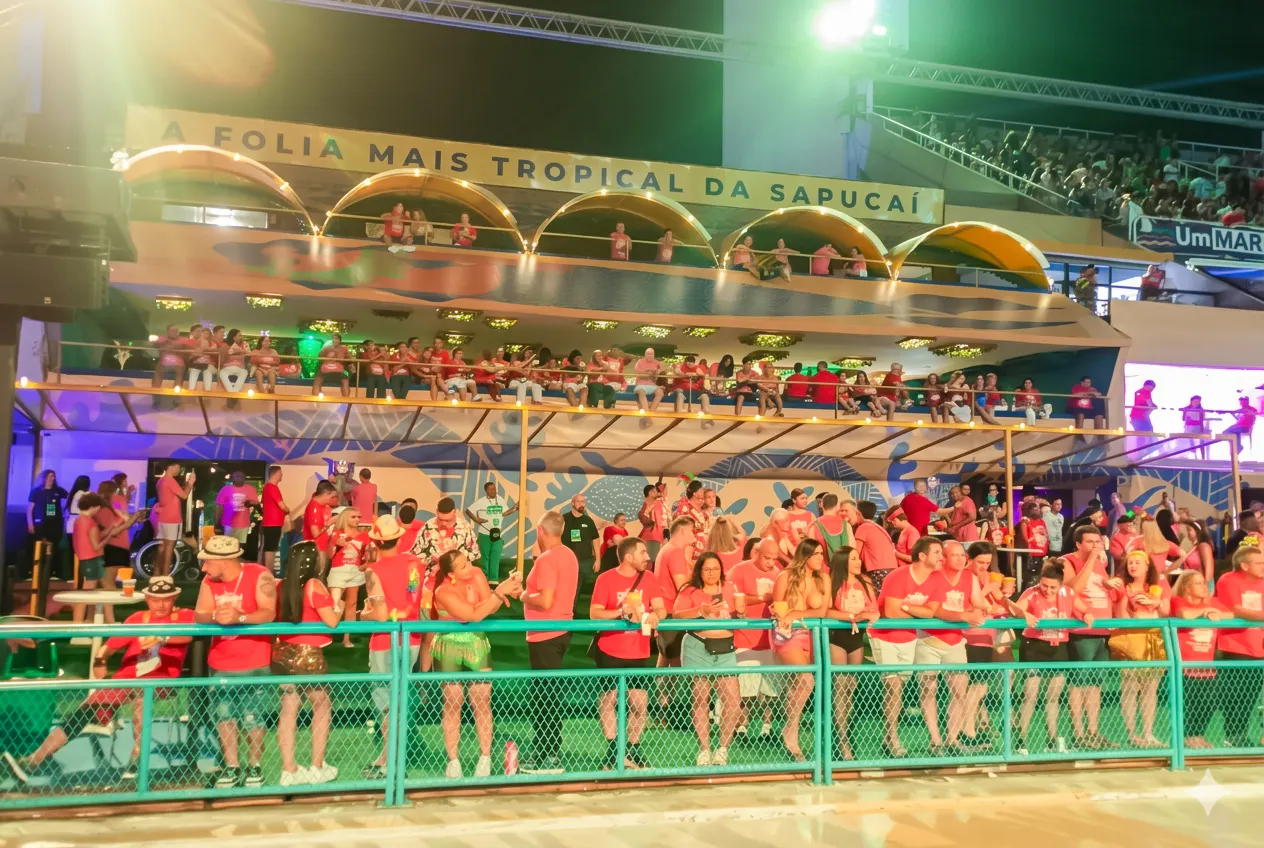 Crowd enjoying Carnival festivities at Sapucaí, Rio de Janeiro, 2027.