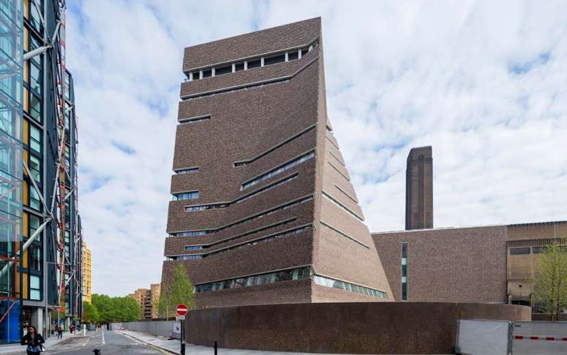 Tate Modern's modern extension with geometric design in London.