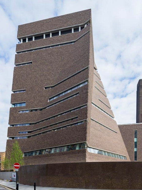 Tate Modern's modern extension with geometric design in London.