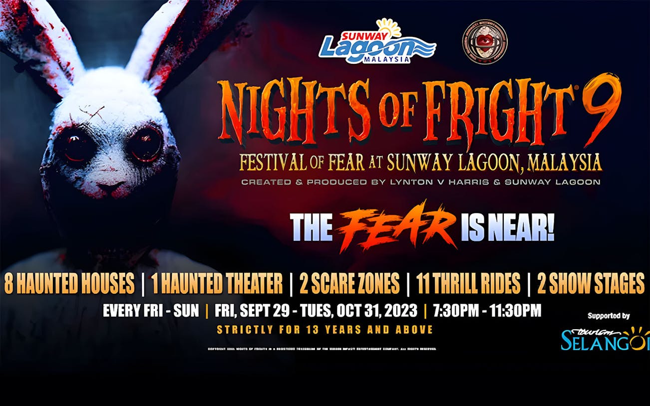 Festival of Fear at Sunway Lagoon, Malaysia, featuring haunted attractions and thrill rides.
