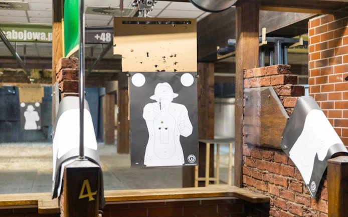 Shooting range with target silhouette, part of Extreme Shooting Range tour with hotel transfer.