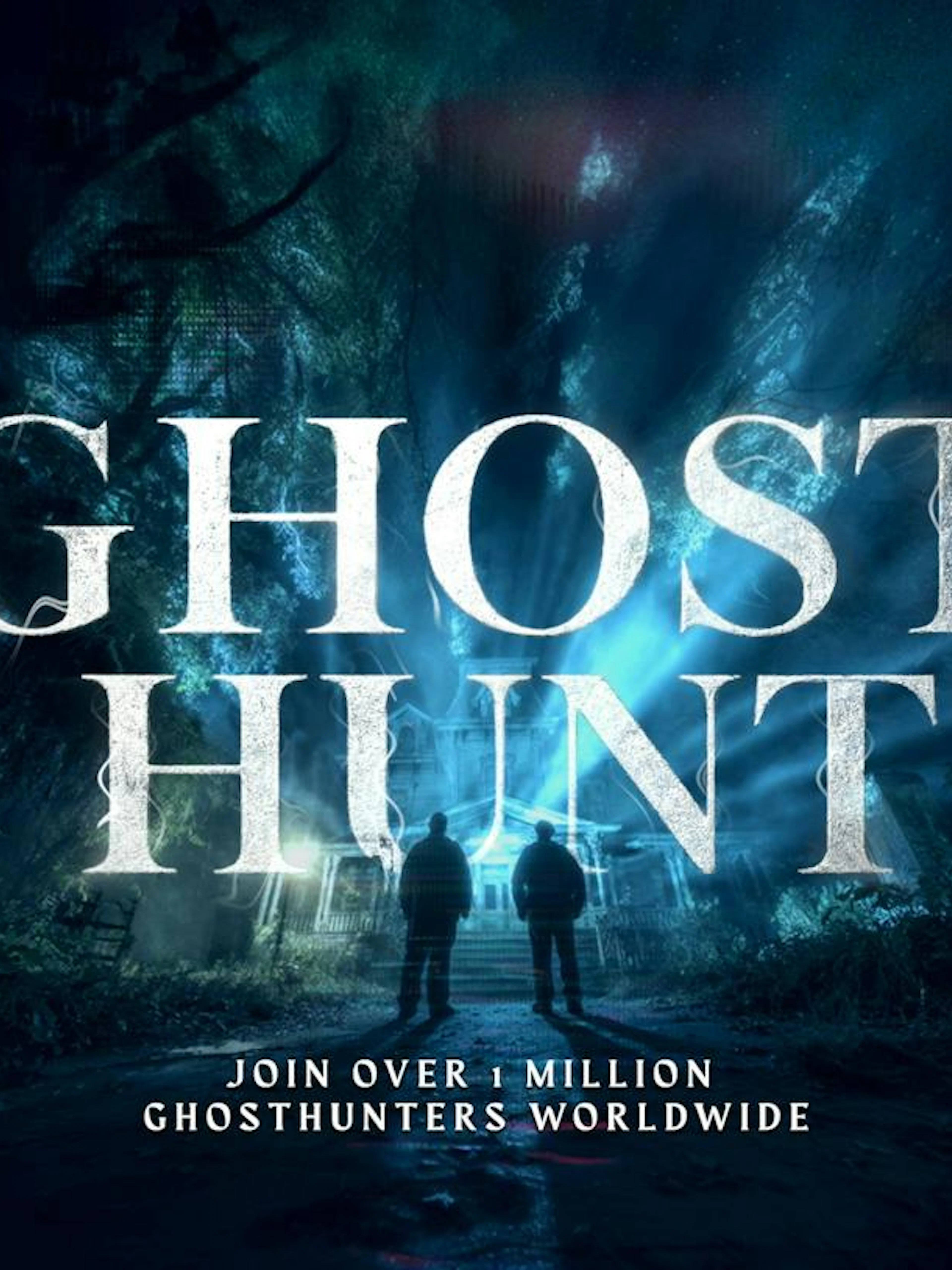 Birmingham Ghost Hunt game poster with two figures approaching a haunted house.