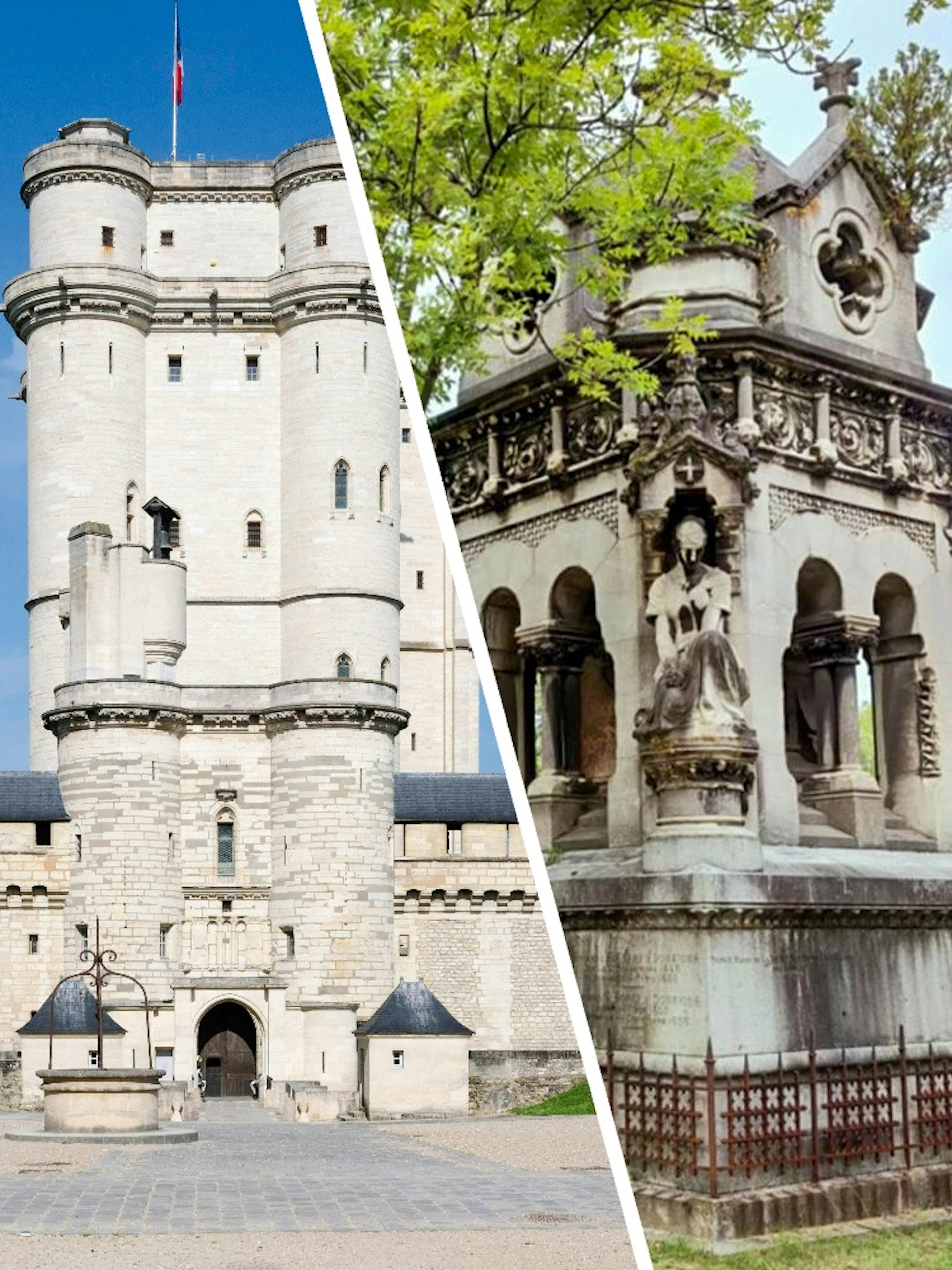 Château de Vincennes exterior with medieval towers and surrounding architecture.