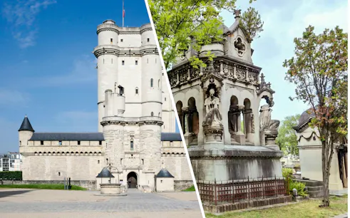 Château de Vincennes exterior with medieval towers and surrounding architecture.