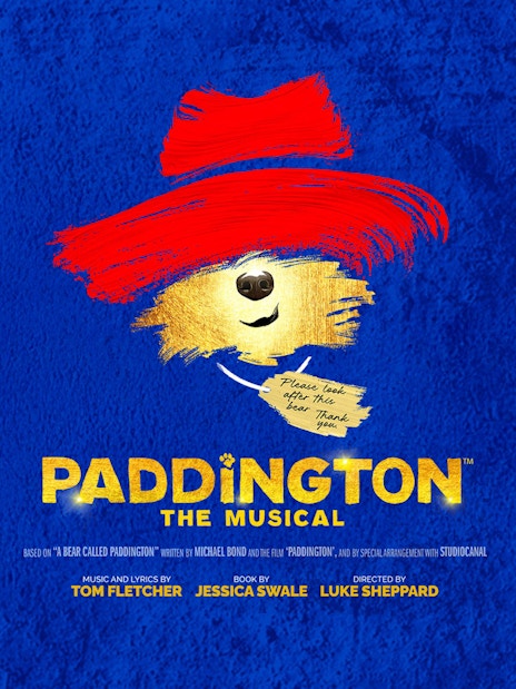 Paddington The Musical poster with bear silhouette and red hat