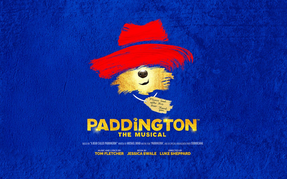 Paddington The Musical poster with bear silhouette and red hat