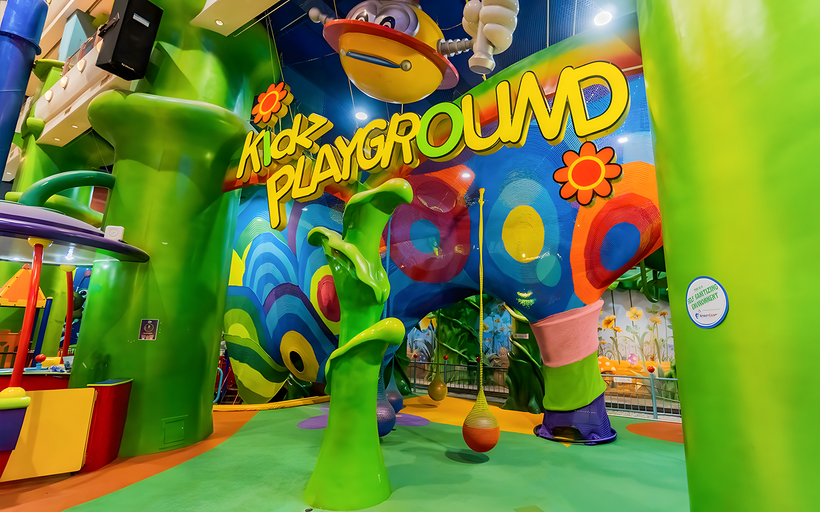 Colorful indoor playground at Berjaya Times Square Theme Park, featuring vibrant structures and play areas.