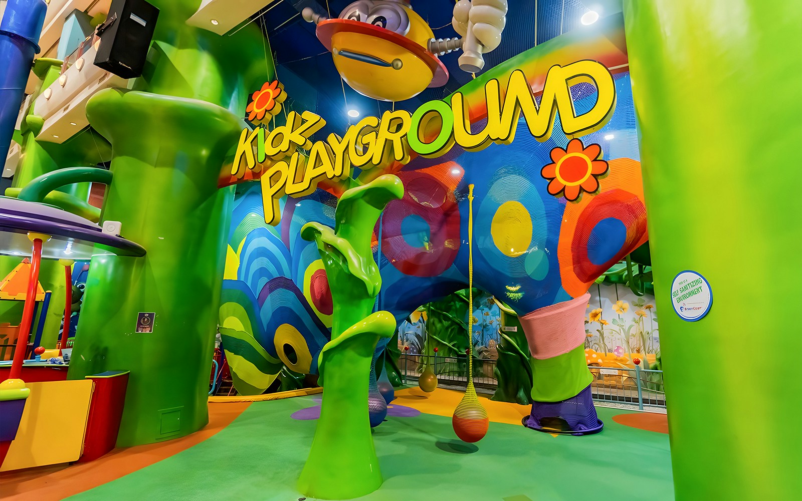 Colorful indoor playground at Berjaya Times Square Theme Park, featuring vibrant structures and play areas.