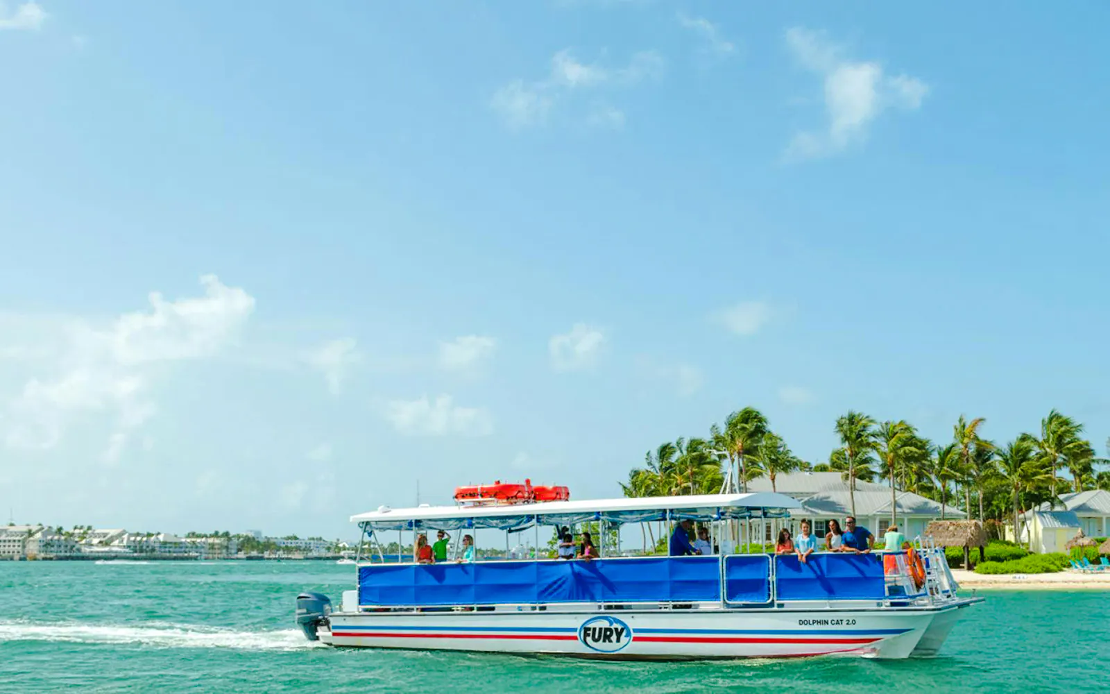 Boat on Key West Dolphin Watch and Snorkeling Tour in Miami waters.