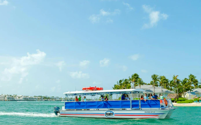 Boat on Key West Dolphin Watch and Snorkeling Tour in Miami waters.