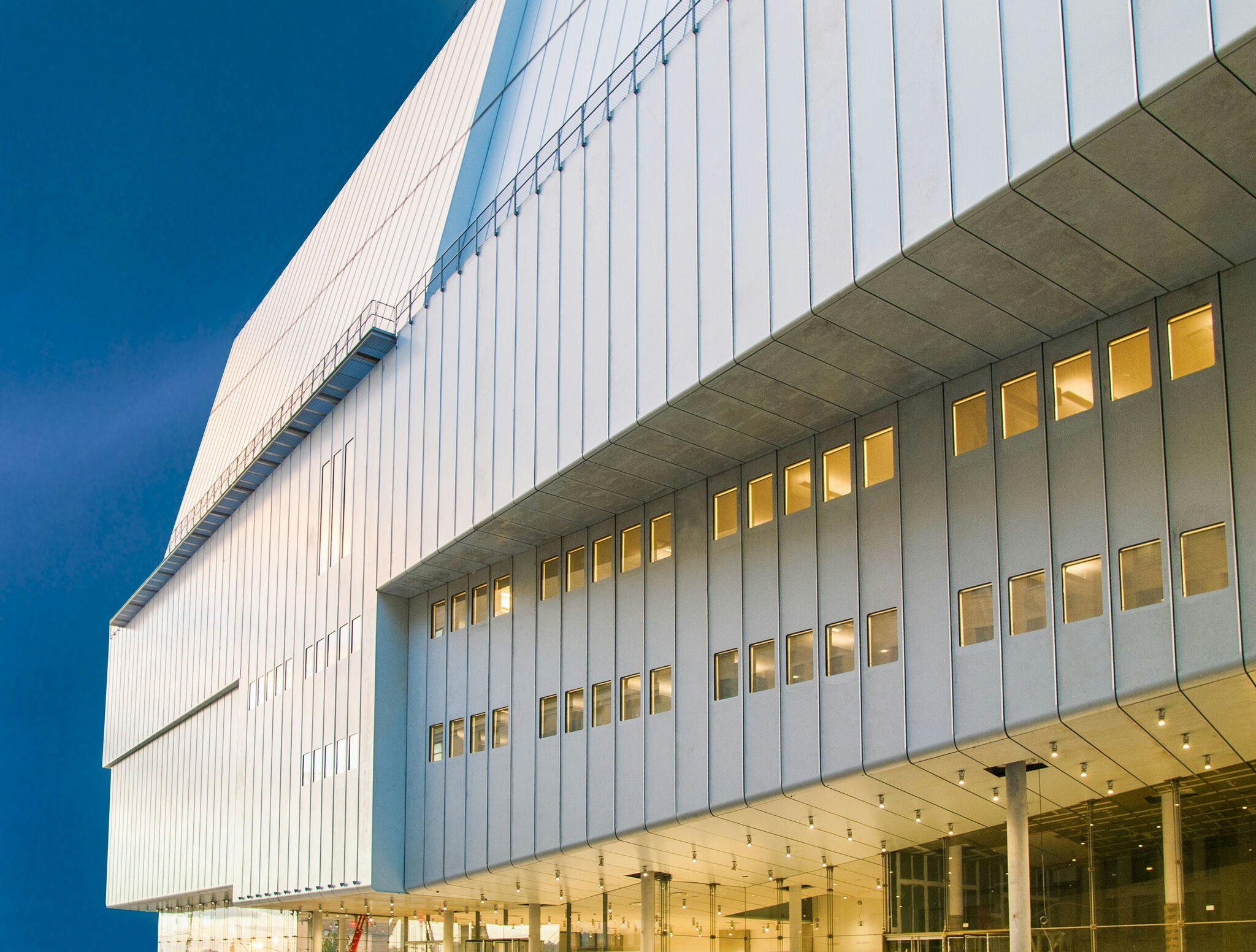 The museum’s glass facade