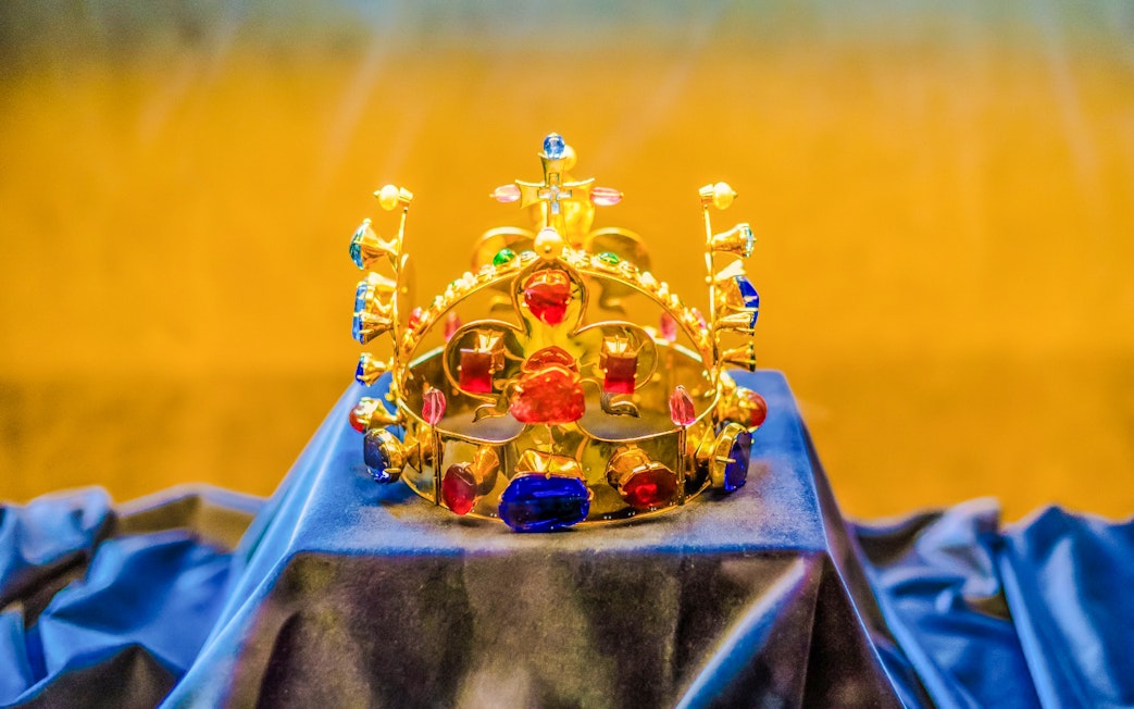 Crown of Saint Wenceslas displayed inside Prague Castle.