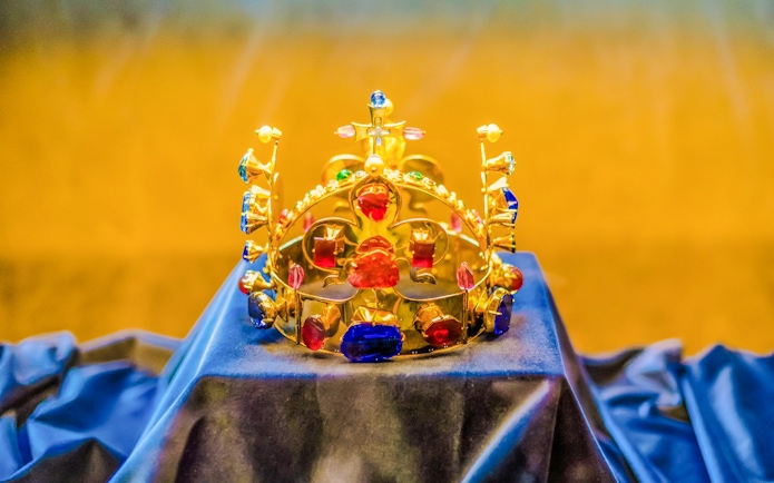 Crown of Saint Wenceslas displayed inside Prague Castle.