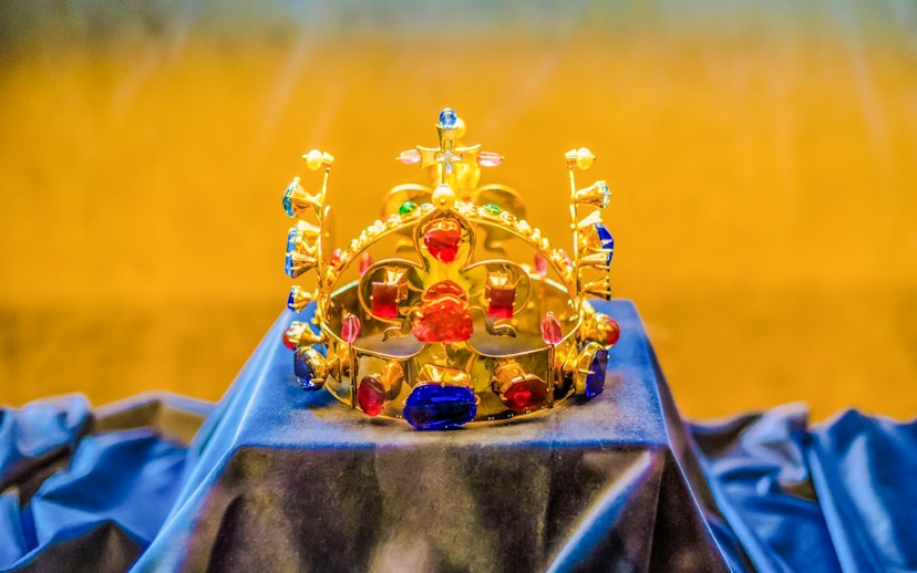Crown of Saint Wenceslas displayed inside Prague Castle.