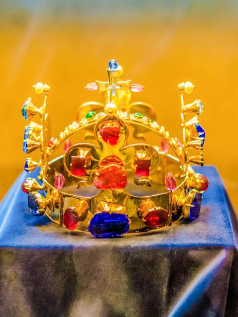 Crown of Saint Wenceslas displayed inside Prague Castle.